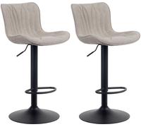 CLP Set de 2 Taburetes de bar regulable en Tela Gris topo