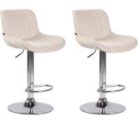 CLP Set de 2 Taburetes de bar regulable en Terciopelo Crema