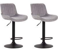 CLP Set de 2 Taburetes de bar regulable en Terciopelo Gris