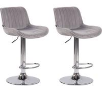 CLP Set de 2 Taburetes de bar regulable en Terciopelo Gris