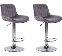 CLP Set de 2 Taburetes de bar regulable en Terciopelo Gris oscuro