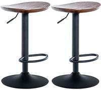 CLP Set De 2 Taburetes De Bar Skelde con Asiento De Madera I Juego De 2 Sillas para Barra De Cocina con Base Metálica, Color:Nuez