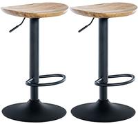 CLP Set De 2 Taburetes De Bar Skelde con Asiento De Madera I Juego De 2 Sillas para Barra De Cocina con Base Metálica, Color:Natura