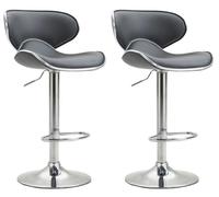 CLP Set De 2 Taburetes Las Vegas Tapizados En Simil Cuero I 2 Sillas Altas Modernas & Regulables En Altura, Color:Gris, Color del Marco:Cromado