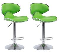 CLP Set De 2 Taburetes Las Vegas Tapizados En Simil Cuero I 2 Sillas Altas Modernas & Regulables En Altura, Color:Verde Claro, Color del Marco:Cromado