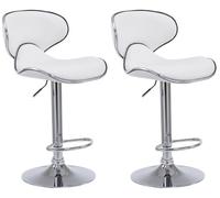 CLP Set De 2 Taburetes Las Vegas Tapizados En Simil Cuero I 2 Sillas Altas Modernas & Regulables En Altura, Color:Blanco, Color del Marco:Cromado