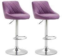 CLP Set De 2 Taburetes Lazio Tapizados En Cuero Sintético & con Base De Metal I 2 Sillas Altas Regulables En Altura & Giratorios I, Color:Violeta