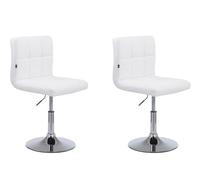 CLP Set De 2 Taburetes Lounger Palma V2 Tapizados En Símil Cuero I 2 Sillas De Bar Modernas I 2 Taburetes Regulables En Altura, Color:Blanco