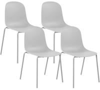 CLP Set de 4 sillas apilables Hardin con Asiento ergonómico y Estructura metálica, Ideal para Comedor, Cocina y recepción. | Color Gris Claro
