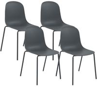 CLP Set de 4 sillas apilables Hardin con Asiento ergonómico y Estructura metálica, Ideal para Comedor, Cocina y recepción. | Color Gris Oscuro