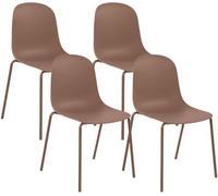 CLP Set de 4 sillas apilables Hardin con Asiento ergonómico y Estructura metálica, Ideal para Comedor, Cocina y recepción. | Color Terracotta