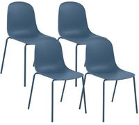CLP Set de 4 sillas apilables Hardin con Asiento ergonómico y Estructura metálica, Ideal para Comedor, Cocina y recepción. | Color Azul
