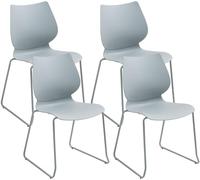 CLP Set de 4 sillas apilables Houma con Respaldo, sillas de Comedor apilables, Asientos de plastico y Estructura Metalica Estable, hasta 135 kg | Color Gris