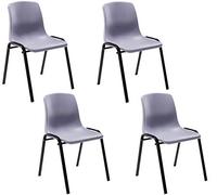 CLP Set De 4 Sillas Apilables Nowra I 4 Butacas De Salón con Base De Metal & Carcasa En Polipropileno, Color:Gris