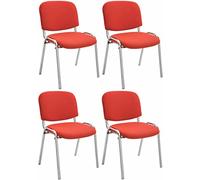 CLP Set De 4 Sillas Confidente Ken Chrom Tapizadas En Tela I Juego De 4 Sillas para Conferencias Acolchadas & Apilables, Color:Rojo