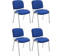 CLP Set De 4 Sillas Confidente Ken Chrom Tapizadas En Tela I Juego De 4 Sillas para Conferencias Acolchadas & Apilables, Color:Azul