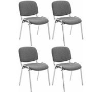 CLP Set De 4 Sillas Confidente Ken Chrom Tapizadas En Tela I Juego De 4 Sillas para Conferencias Acolchadas & Apilables, Color:Gris