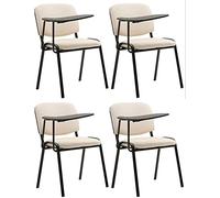 CLP Set De 4 Sillas Confidente Ken con Brazo Extensible I Sillas para Academias Tapizadas En Polipiel con Mesa Plegable, Color:Crema