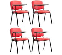 CLP Set De 4 Sillas Confidente Ken con Brazo Extensible I Sillas para Academias Tapizadas En Polipiel con Mesa Plegable, Color:Rojo