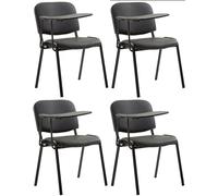 CLP Set De 4 Sillas Confidente Ken con Brazo Extensible I Sillas para Academias Tapizadas En Polipiel con Mesa Plegable, Color:Negro