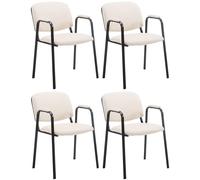 CLP Set De 4 Sillas Confidente Ken Pro Tapizadas En Polipiel I Sillas para Eventos con Base Metálica & Reposabrazos, Color:Crema