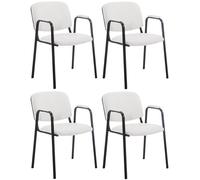 CLP Set De 4 Sillas Confidente Ken Pro Tapizadas En Polipiel I Sillas para Eventos con Base Metálica & Reposabrazos, Color:Blanco