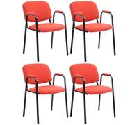 CLP Set De 4 Sillas Confidente Ken Pro tapizadas En Tela I Sillas De Conferencia con Base De Metal Negro Sin Ruedas, Color:Rojo