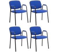CLP Set De 4 Sillas Confidente Ken Pro tapizadas En Tela I Sillas De Conferencia con Base De Metal Negro Sin Ruedas, Color:Azul