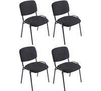CLP Set De 4 Sillas Confidente XL Ken Tapizadas En Tela I Sillas para Conferencia Acolchadas & Apilables con Base Metálica, Color:Negro