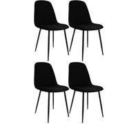 CLP Set de 4 sillas de Comedor Acolchadas Maryam, sillas de Cocina con Respaldo, soportan hasta 150 kg para Cocina, salón y Dormitorio, Color:Negro, Material:Tela