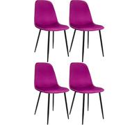 CLP Set de 4 sillas de Comedor Acolchadas Maryam, sillas de Cocina con Respaldo, soportan hasta 150 kg para Cocina, salón y Dormitorio Color:Violeta;Material:Terciopelo