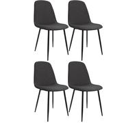 CLP Set de 4 sillas de Comedor Acolchadas Maryam, sillas de Cocina con Respaldo, soportan hasta 150 kg para Cocina, salón y Dormitorio Color Gris Oscuro Material Tela