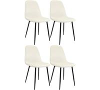 CLP Set de 4 sillas de Comedor Acolchadas Maryam, sillas de Cocina con Respaldo, soportan hasta 150 kg para Cocina, salón y Dormitorio Color:Crema;Material:Terciopelo