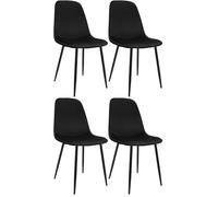 CLP Set de 4 sillas de Comedor Acolchadas Maryam, sillas de Cocina con Respaldo, soportan hasta 150 kg para Cocina, salón y Dormitorio, Color:Negro, Material:Terciopelo