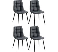 CLP Set de 4 sillas de Comedor Antibes en Polipiel I Juego de 4 butacas Modernas para salón con Base metálica de 4 Patas, Color:Negro
