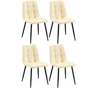 CLP Set de 4 sillas de Comedor Antibes en Polipiel I Juego de 4 butacas Modernas para salón con Base metálica de 4 Patas, Color:Crema