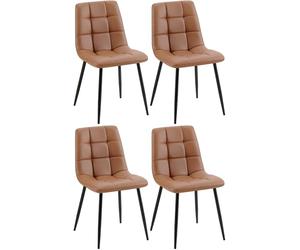 CLP Set de 4 sillas de Comedor Antibes en Polipiel I Juego de 4 butacas Modernas para salón con Base metálica de 4 Patas, Color:marrón Oscuro