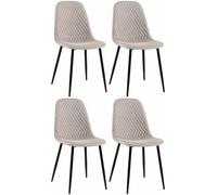 CLP Set de 4 Sillas De Comedor Giverny En Tela o Terciopelo I Juego De 4 Butacas De Cocina con Base Metálica, Color:Gris, Material:Tela