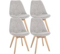 CLP Set De 4 Sillas De Comedor Linares En Terciopelo, Tela o Simil Cuero I 4 Sillas De Salón Nórdica Con Base De Madera, Color:beige, Material:Pana