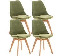 CLP Set De 4 Sillas De Comedor Linares En Terciopelo, Tela o Simil Cuero I 4 Sillas De Salón Nórdica Con Base De Madera, Color:verde claro, Material:Terciopelo