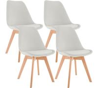CLP Set De 4 Sillas De Comedor Linares En Terciopelo, Tela o Simil Cuero I 4 Sillas De Salón Nórdica con Base De Madera, Color:Gris Claro, Material:Terciopelo