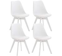 CLP Set De 4 Sillas De Comedor Linares En Terciopelo, Tela o Simil Cuero I 4 Sillas De Salón Nórdica Con Base De Madera, Color:blanco/blanco, Material de base:Plastico