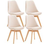 CLP Set De 4 Sillas De Comedor Linares En Terciopelo, Tela o Simil Cuero I 4 Sillas De Salón Nórdica Con Base De Madera, Color:beige, Material:Terciopelo