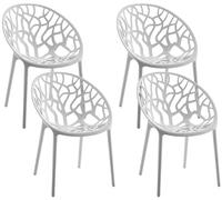 CLP Set de 4 Sillas de Jardín Hope Apilables y Resistentes a la Intemperie, Sillones de Exterior con Apoyabrazos UV, Plástico hasta 150kg | Color Gris Claro