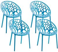 CLP Set de 4 Sillas de Jardín Hope Apilables y Resistentes a la Intemperie, Sillones de Exterior con Apoyabrazos UV, Plástico hasta 150kg | Color Azul