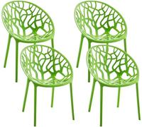 CLP Set de 4 Sillas de Jardín Hope Apilables y Resistentes a la Intemperie, Sillones de Exterior con Apoyabrazos UV, Plástico hasta 150kg | Color Verde