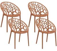 CLP Set de 4 Sillas de Jardín Hope Apilables y Resistentes a la Intemperie, Sillones de Exterior con Apoyabrazos UV, Plástico hasta 150kg Color:Terracotta