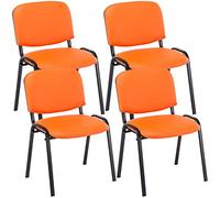 CLP Set De 4 Sillas De Reuniones Ken En Piel Sintética I 4 Sillas De Conferencia con Base De Metal I 4 Sillas Confidentes Apilables I Color:, Color:Naranja