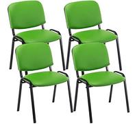 CLP Set De 4 Sillas De Reuniones Ken En Piel Sintética I 4 Sillas De Conferencia con Base De Metal I 4 Sillas Confidentes Apilables I Color:, Color:Verde Claro