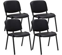 CLP Set De 4 Sillas De Reuniones Ken En Piel Sintética I 4 Sillas De Conferencia con Base De Metal I 4 Sillas Confidentes Apilables I Color: Color:Negro